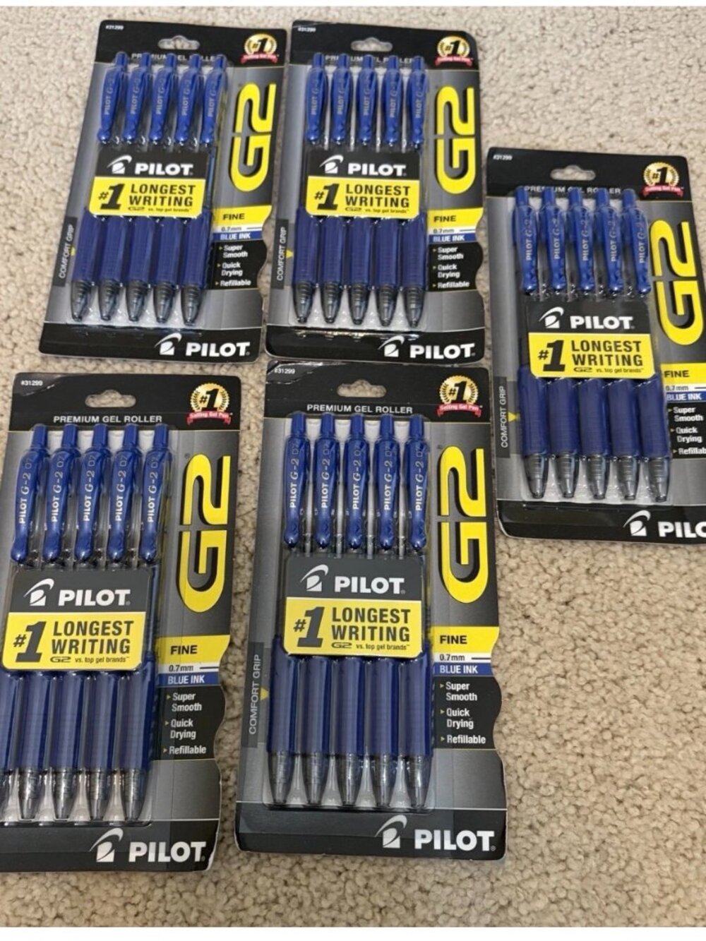 Pilot G2 Premium Gel Roller Pens 0.7mm Blue Ink Lot of 25, NEW SEALED